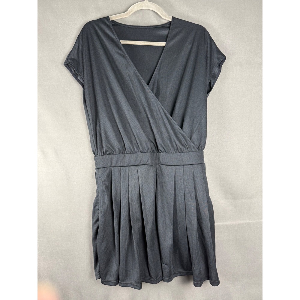 Halara Romper Women Large Black V-Neck Pleated Pocket Athleisure PJGOK
